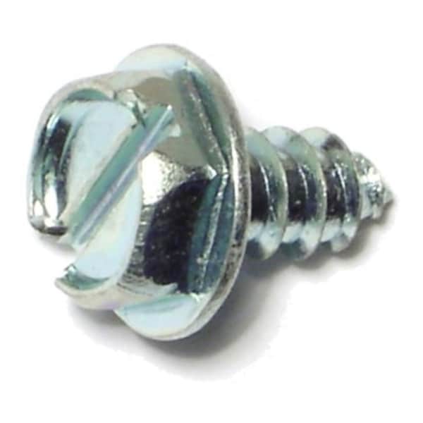 Midwest Fastener Sheet Metal Screw, #10 x 3/8 in, Zinc Plated Steel Flange Hex Head Slotted Drive, 36 PK 61345 - main